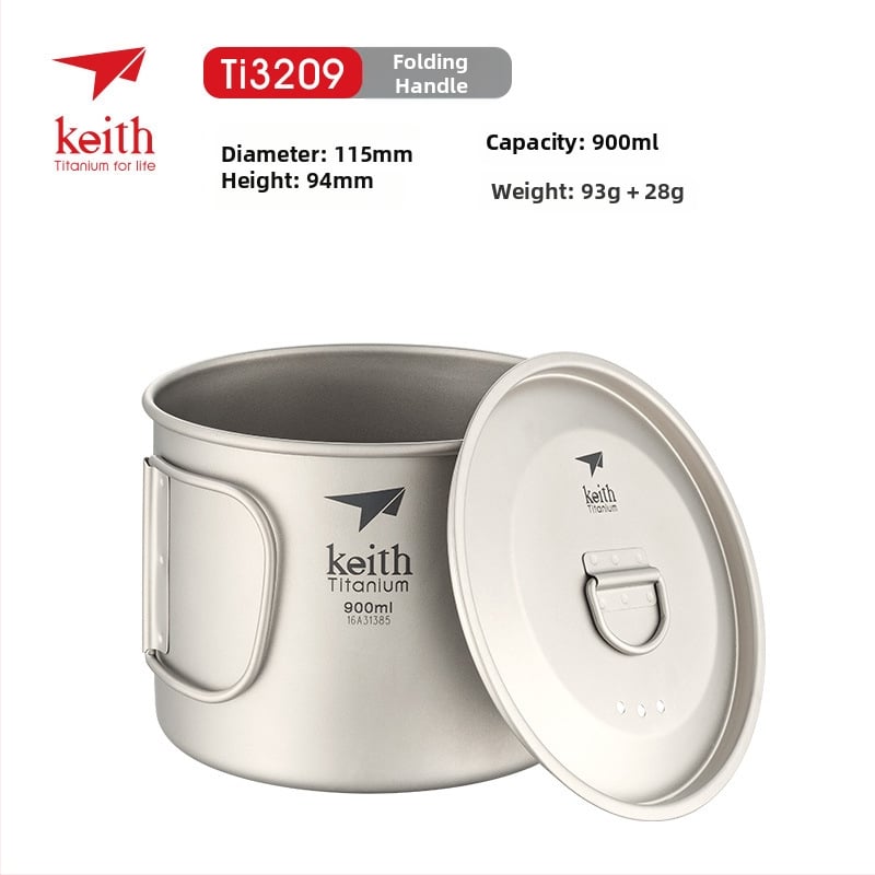 Keith ултралек сгъваем съд за вода от чист титан с капак, 56–62 g, модел Ti3200