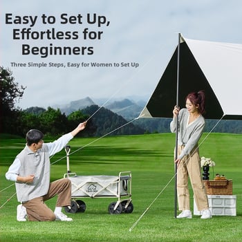 MANTU Pillangó alakú kemping árnyéksátor, Oxford anyag, 2000mm vízálló, üvegszálas váz, kézi összeszerelés