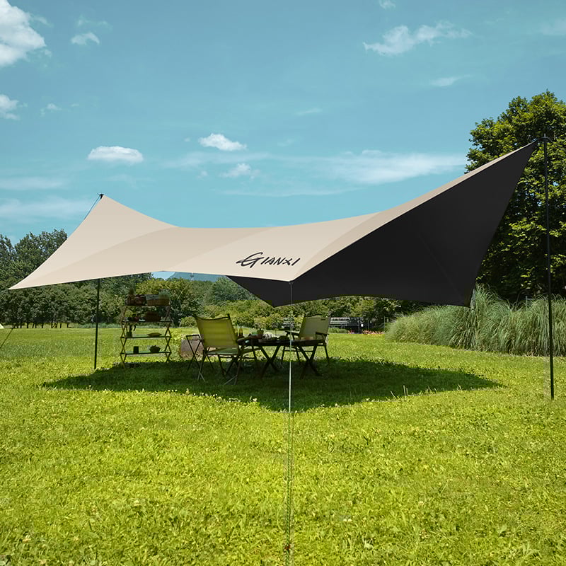 MANTU Pillangó alakú kemping árnyéksátor, Oxford anyag, 2000mm vízálló, üvegszálas váz, kézi összeszerelés