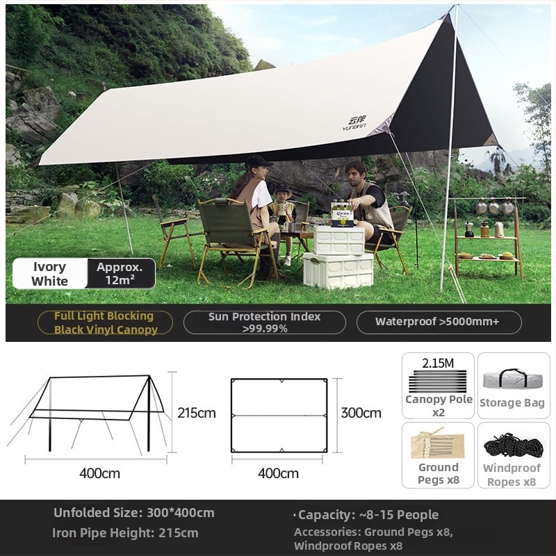 MANTU Pillangó alakú kemping árnyéksátor, Oxford anyag, 2000mm vízálló, üvegszálas váz, kézi összeszerelés