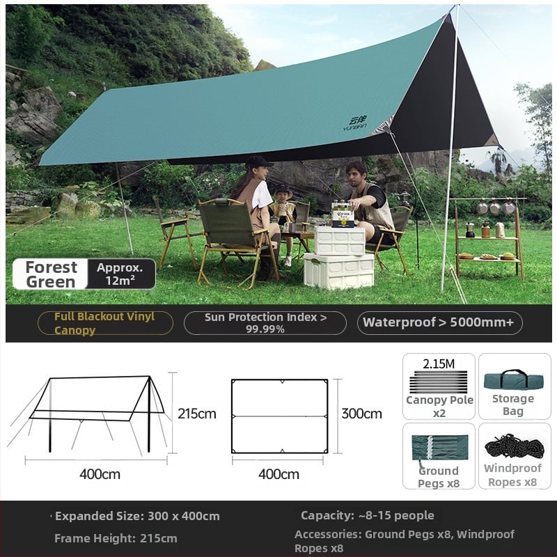 MANTU Pillangó alakú kemping árnyéksátor, Oxford anyag, 2000mm vízálló, üvegszálas váz, kézi összeszerelés