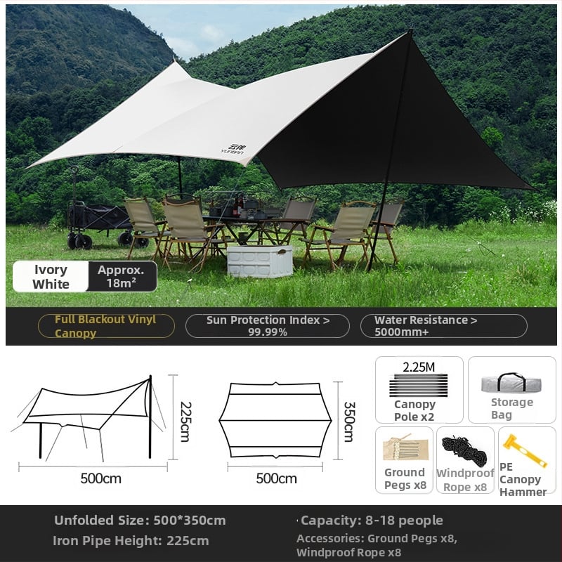 MANTU Pillangó alakú kemping árnyéksátor, Oxford anyag, 2000mm vízálló, üvegszálas váz, kézi összeszerelés