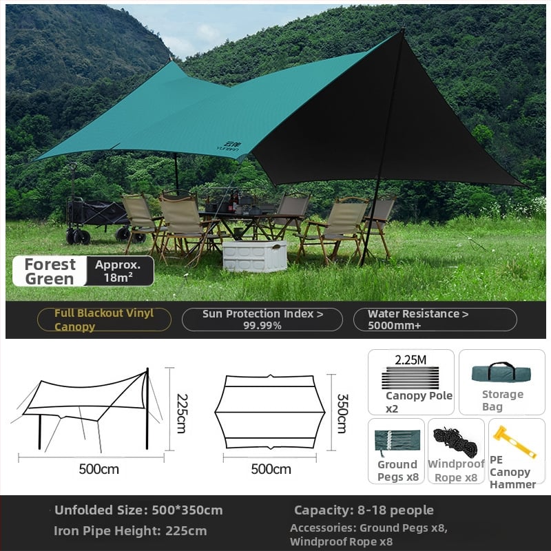 MANTU Pillangó alakú kemping árnyéksátor, Oxford anyag, 2000mm vízálló, üvegszálas váz, kézi összeszerelés