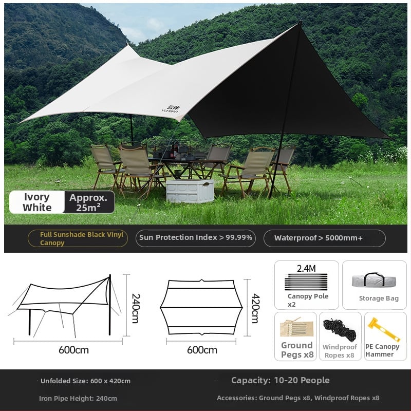 MANTU Pillangó alakú kemping árnyéksátor, Oxford anyag, 2000mm vízálló, üvegszálas váz, kézi összeszerelés