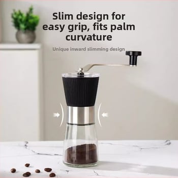 Χειροκίνητος αλεστήρας καφέ για φίλτρο, σώμα από ανοξείδωτο ατσάλι και γυαλί, επιλογή λογότυπου, Kangdu, μοντέλο 2025