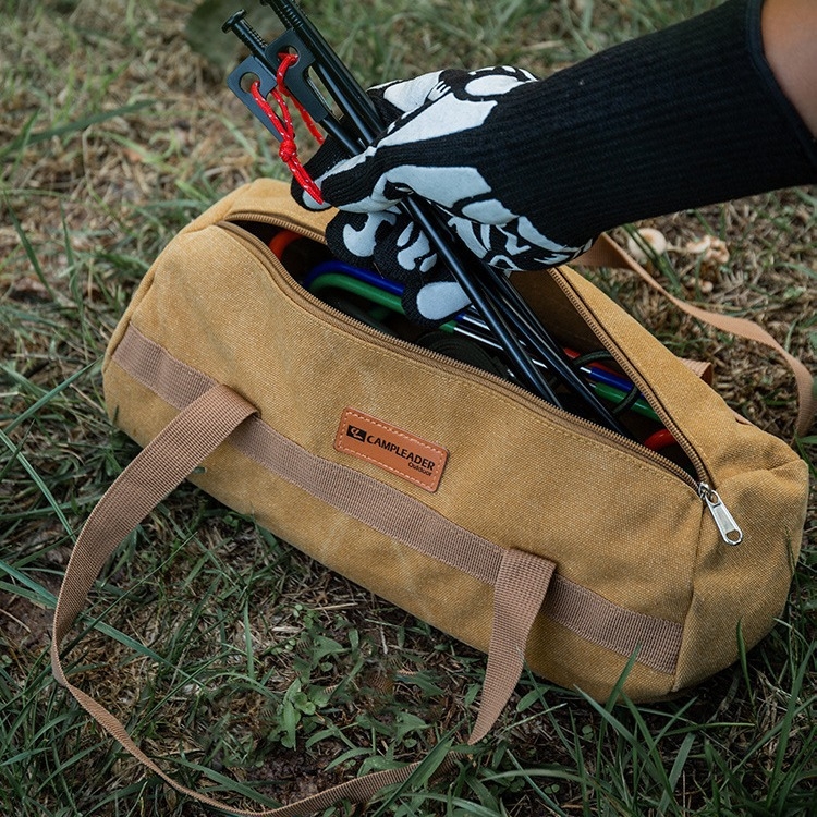 Kemping szeg tároló táska acél szeggel és kalapáccsal – kültéri sátorhoz szervező (Bu ye)