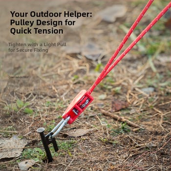 Buye външно регулируемо въже с ролка, метална конструкция, рефлективна въжена линия за палатки и навеси