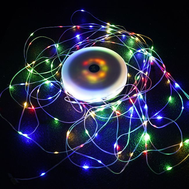 Lumină LED pentru camping, șir de 20 m, alimentare cu baterie, 3,7 V, 5 W, întrerupător cu buton