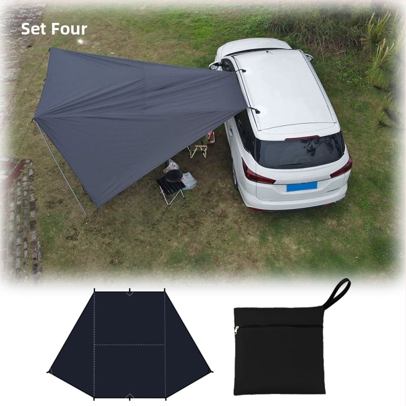 SUV oldalsó árnyékoló autóhoz – Oxford szövet, vízálló 5000 mm, pillangó forma, kézi kivitelezés, alumínium ötvözet tartó