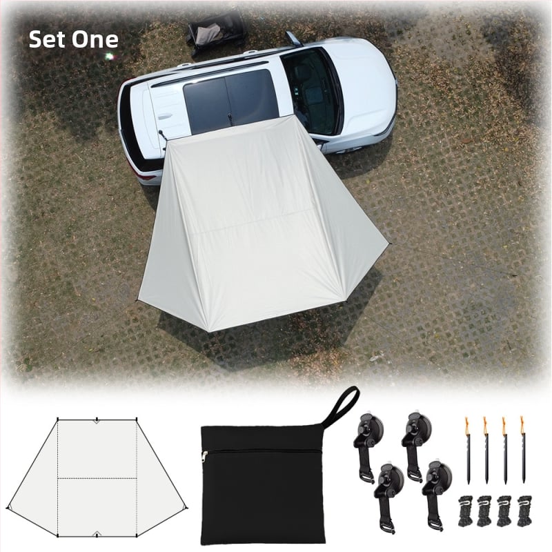 SUV oldalsó árnyékoló autóhoz – Oxford szövet, vízálló 5000 mm, pillangó forma, kézi kivitelezés, alumínium ötvözet tartó