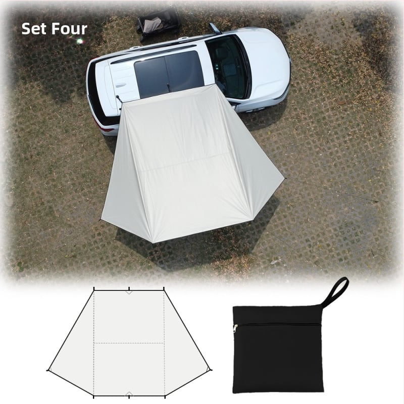 SUV oldalsó árnyékoló autóhoz – Oxford szövet, vízálló 5000 mm, pillangó forma, kézi kivitelezés, alumínium ötvözet tartó