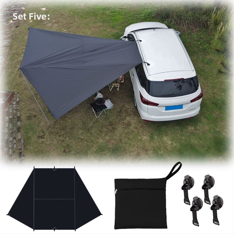 SUV oldalsó árnyékoló autóhoz – Oxford szövet, vízálló 5000 mm, pillangó forma, kézi kivitelezés, alumínium ötvözet tartó