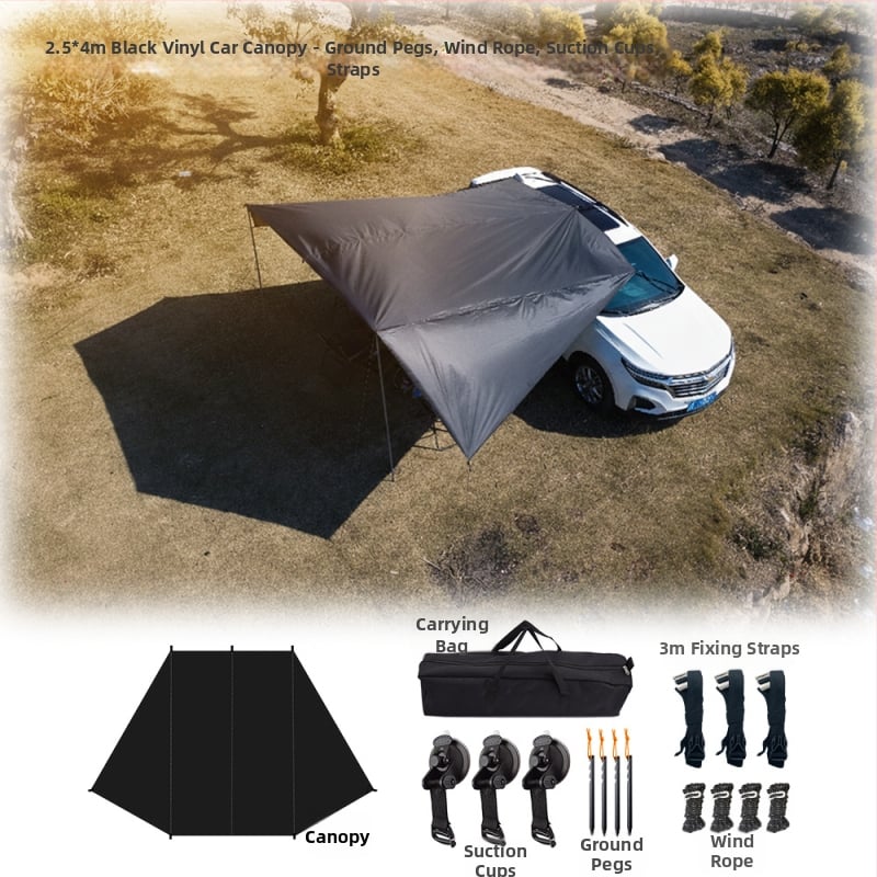 SUV oldalsó árnyékoló autóhoz – Oxford szövet, vízálló 5000 mm, pillangó forma, kézi kivitelezés, alumínium ötvözet tartó