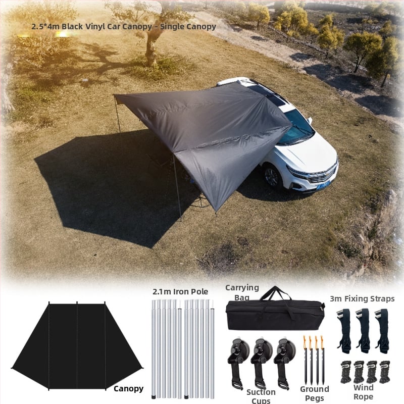 SUV oldalsó árnyékoló autóhoz – Oxford szövet, vízálló 5000 mm, pillangó forma, kézi kivitelezés, alumínium ötvözet tartó