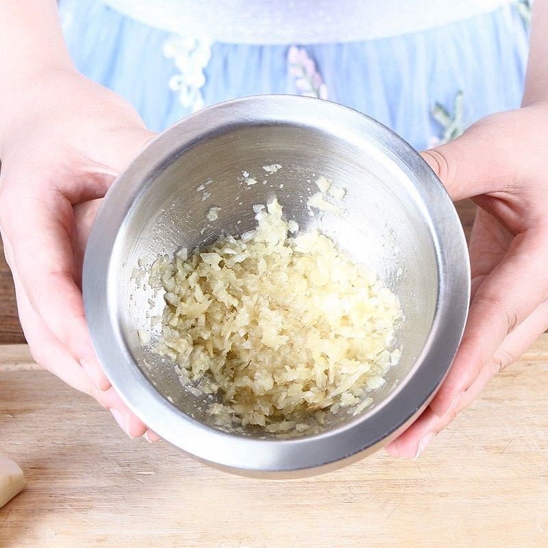 Fokhagyma nyomó 304 rozsdamentes acélból, szilárd mozsár, kézi működtetésű, hagyományos konyhai őrlő