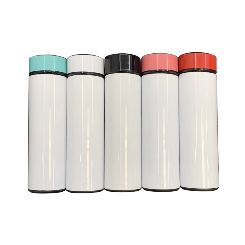 Termosz pohár vákuumos izolációval, belső 304 rozsdamentes acél, külső 201 rozsdamentes acél, logó nyomtatás hőtranszferrel, egyenes dizájn, könnyű luxus