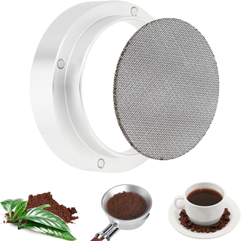 Set prstena za držač kave s magnetskim skupljačem prašine, aluminijska legura, 40 g, laserski graviran logotip, moderan minimalistički stil
