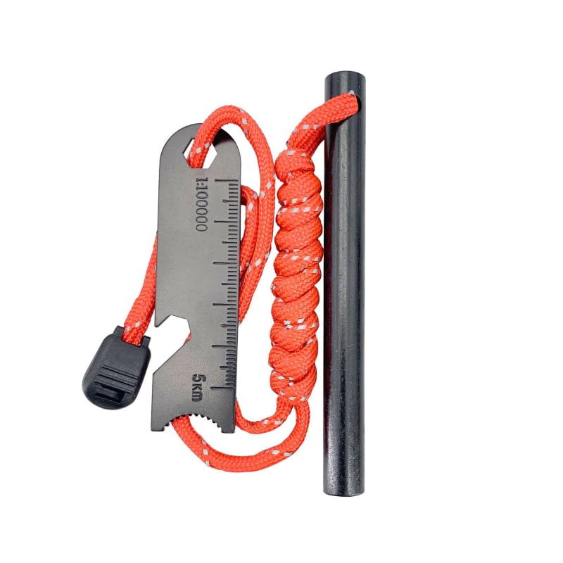 Пръчка за запалване на огън с магнезиева пръчка и скребач, обвита в седемнишен паракорд; тежести 43 g, 68 g, 129 g; за един или повече потребители; Creator