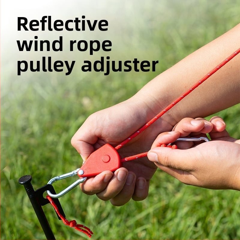 Въже за палатка с метална ролка за къмпинг на открито, регулируемо навесно въже, кукичка с катарама и еластичност