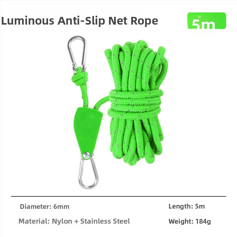 Въже за палатка с метална ролка за къмпинг на открито, регулируемо навесно въже, кукичка с катарама и еластичност