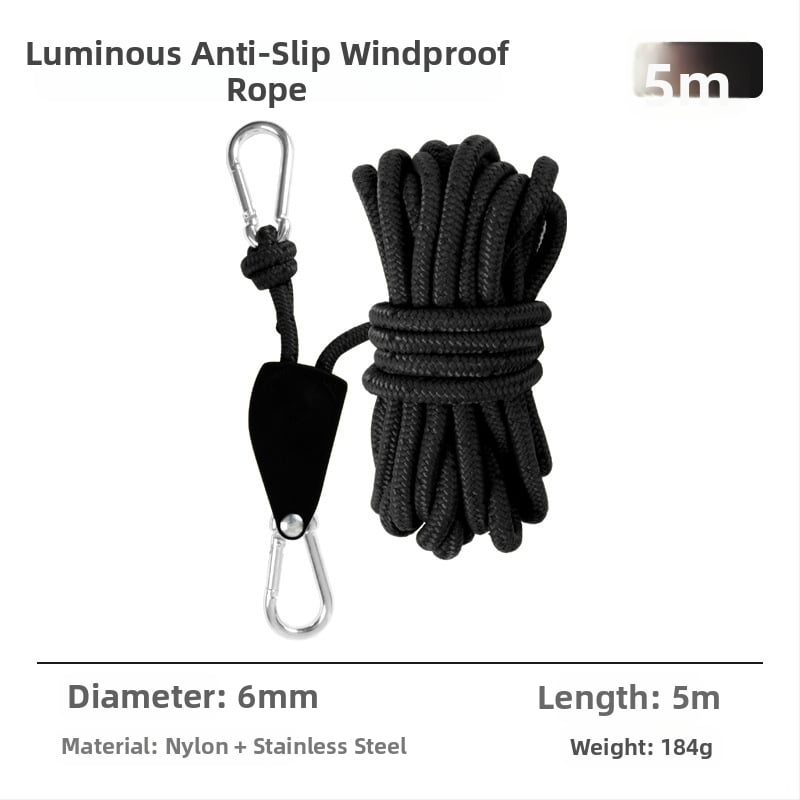 Въже за палатка с метална ролка за къмпинг на открито, регулируемо навесно въже, кукичка с катарама и еластичност