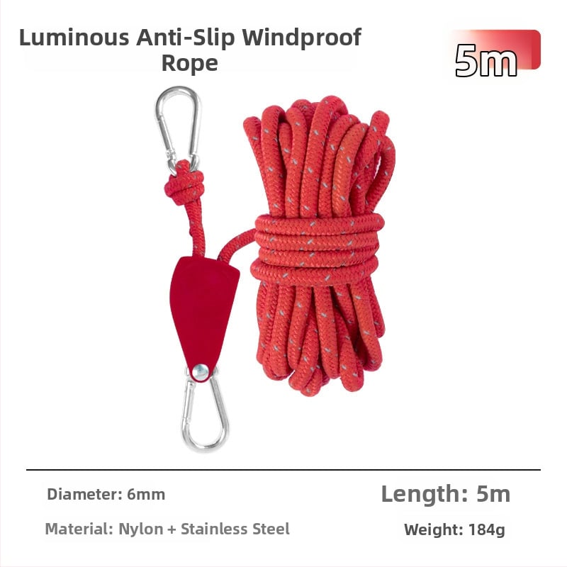 Въже за палатка с метална ролка за къмпинг на открито, регулируемо навесно въже, кукичка с катарама и еластичност