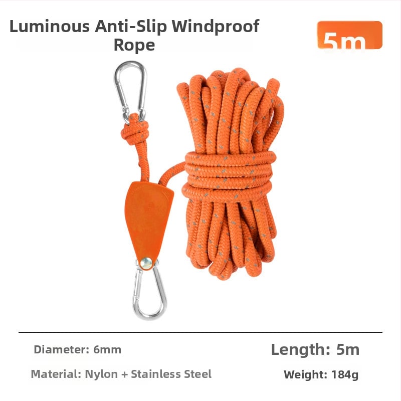 Въже за палатка с метална ролка за къмпинг на открито, регулируемо навесно въже, кукичка с катарама и еластичност