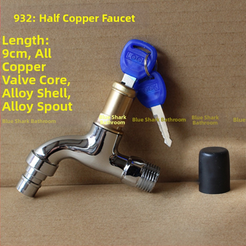 Vonku uzamykateľný kohútik s päťuholným kľúčom, z celého medeného materiálu, model 950, keramický diskový ventil, jedine studený výtok