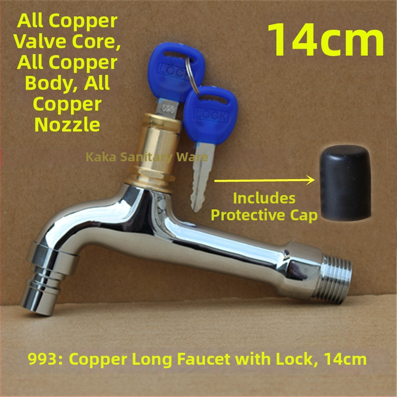 Vonku uzamykateľný kohútik s päťuholným kľúčom, z celého medeného materiálu, model 950, keramický diskový ventil, jedine studený výtok