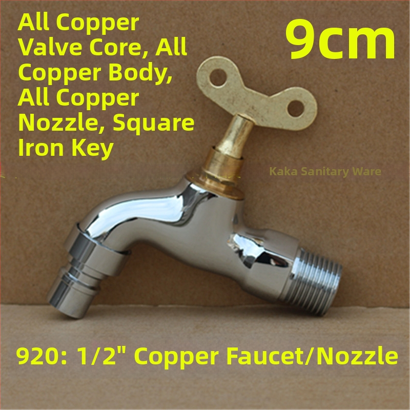 Vonku uzamykateľný kohútik s päťuholným kľúčom, z celého medeného materiálu, model 950, keramický diskový ventil, jedine studený výtok