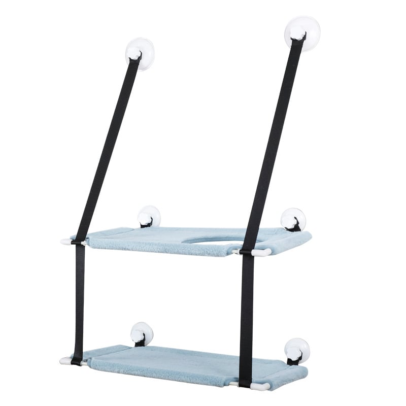 Хамак за котки с вендузи за прозореца, двойнослойно стенно закрепване за катерене и котешко гнездо