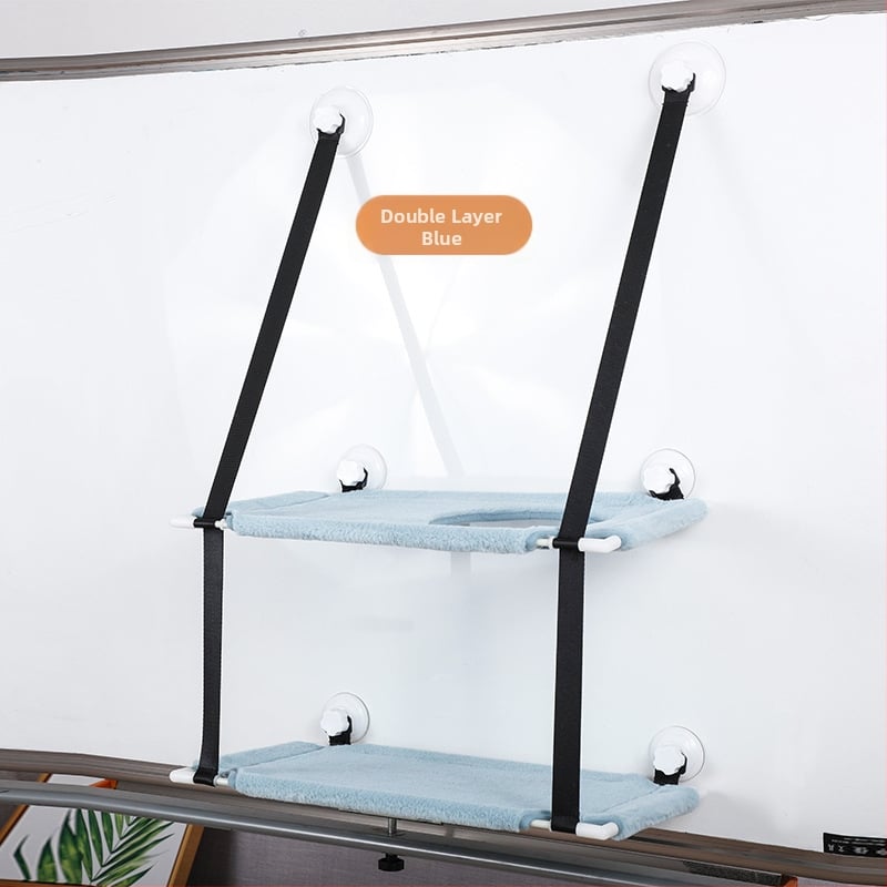 Хамак за котки с вендузи за прозореца, двойнослойно стенно закрепване за катерене и котешко гнездо