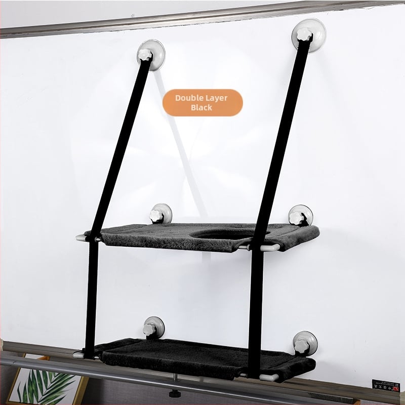 Хамак за котки с вендузи за прозореца, двойнослойно стенно закрепване за катерене и котешко гнездо