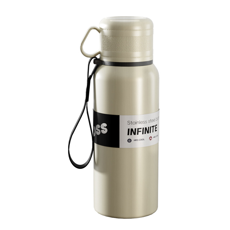 Cană termos cu două capace, separare ceai-apă, interior din oțel inoxidabil 316, exterior din oțel inoxidabil 201, izolație vid, portabilă pentru mașină