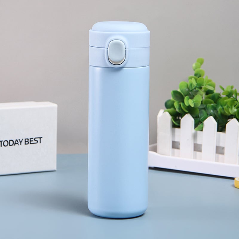 Ceasca termos cu interior din oțel inoxidabil 304, exterior din oțel inoxidabil 201, izolație 6–12h, capac pop-up din oțel inoxidabil, gravare cu laser și imprimare siglă