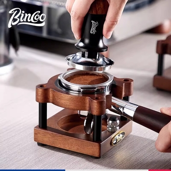 Drevená základňa na kávovú presu a skladovacia polica – prémiový stolný organizér pre príslušenstvo kávovarom, retro lux štýl