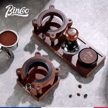 Drevená základňa na kávovú presu a skladovacia polica – prémiový stolný organizér pre príslušenstvo kávovarom, retro lux štýl