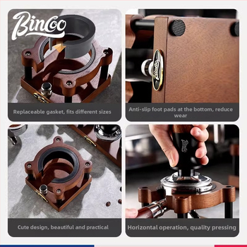 Drevená základňa na kávovú presu a skladovacia polica – prémiový stolný organizér pre príslušenstvo kávovarom, retro lux štýl