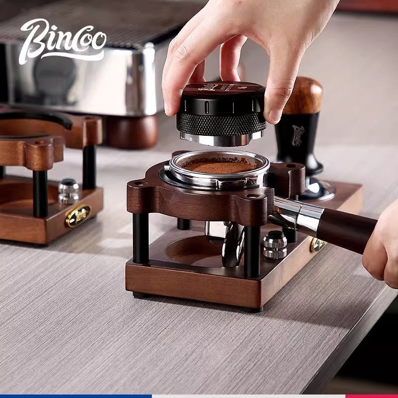 Drevená základňa na kávovú presu a skladovacia polica – prémiový stolný organizér pre príslušenstvo kávovarom, retro lux štýl