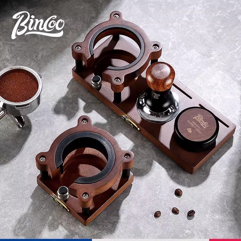 Drevená základňa na kávovú presu a skladovacia polica – prémiový stolný organizér pre príslušenstvo kávovarom, retro lux štýl