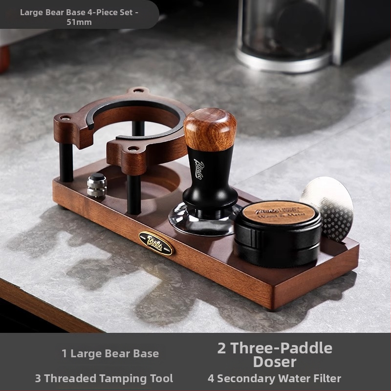 Drevená základňa na kávovú presu a skladovacia polica – prémiový stolný organizér pre príslušenstvo kávovarom, retro lux štýl