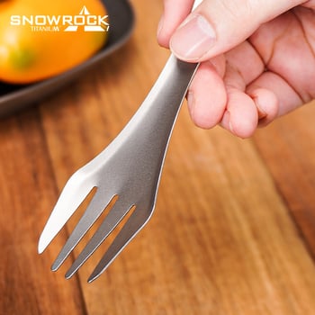 Титаниева двойно използваема лъжица и вилка, интегрирани преносими къмпинг прибори, тежи около 23 g, устойчиви на високи температури и падания, персонализируемо лого
