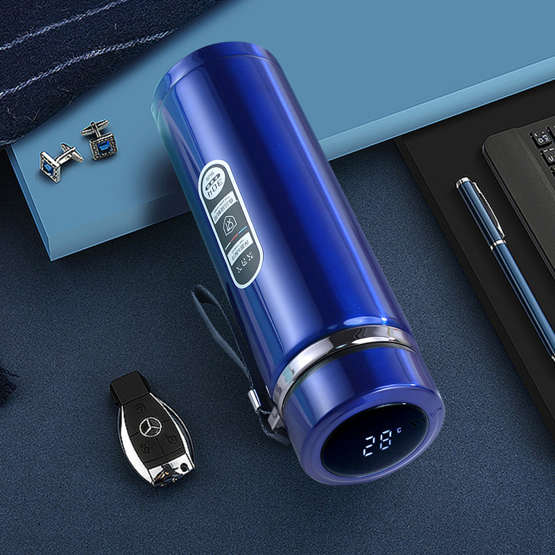 Termos din oțel inoxidabil inteligent pentru afaceri, cu ecran LED tactil, control inteligent, separare ceai-apă, interior 304 / exterior 201, izolație 12–24 h