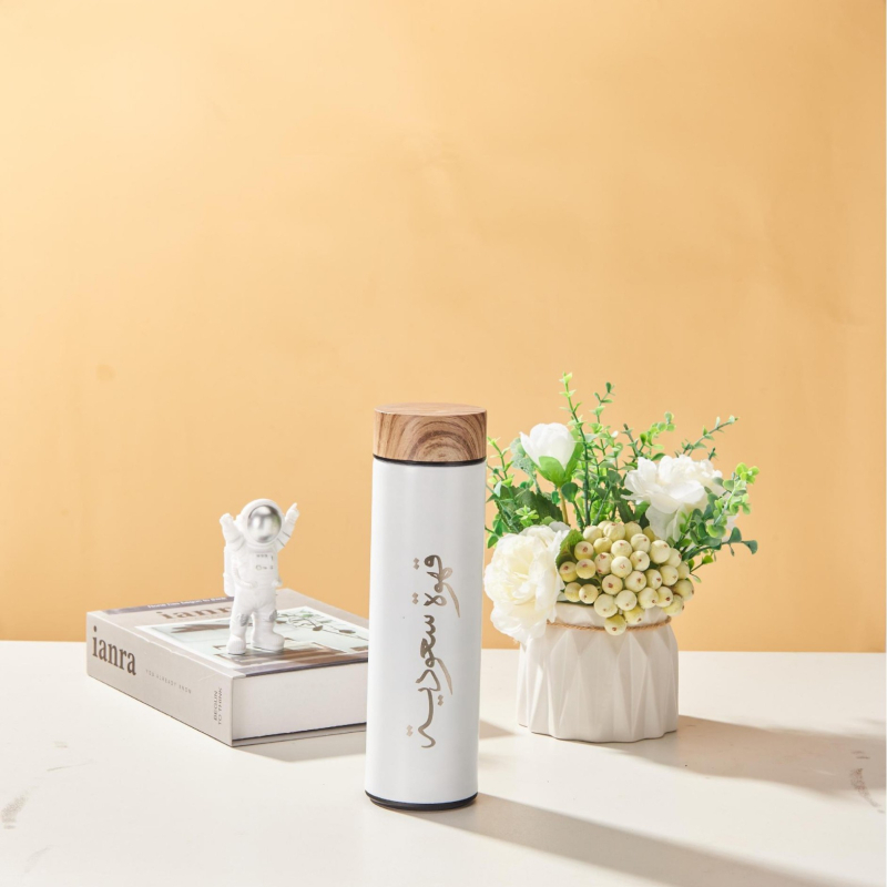 Cană termos cu pereți dubli, compartiment pentru ceai, interior 304 inox, exterior 201 inox, izolație 6–12 ore, cutie cadou