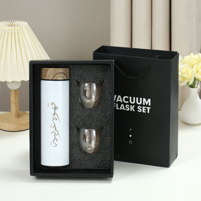 Cană termos cu pereți dubli, compartiment pentru ceai, interior 304 inox, exterior 201 inox, izolație 6–12 ore, cutie cadou