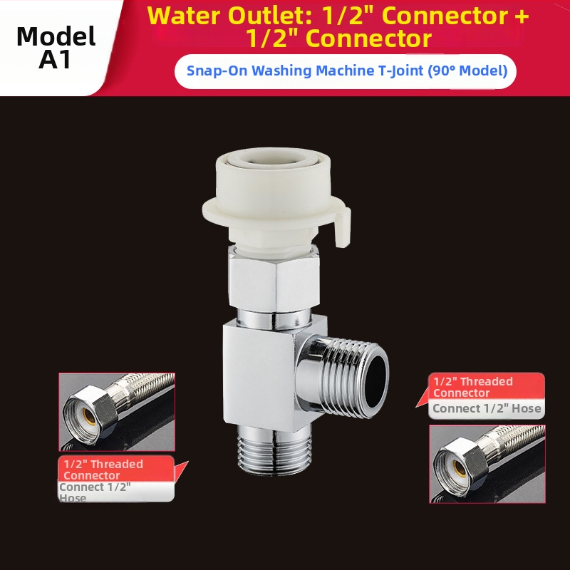 Tee pre práčku Quick-Connect: trojcestný, vstup-výstup 1-2, mosadz, keramický jadrový ventil