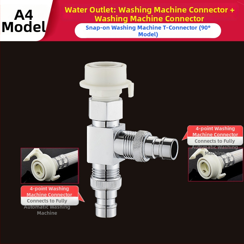 Tee pre práčku Quick-Connect: trojcestný, vstup-výstup 1-2, mosadz, keramický jadrový ventil