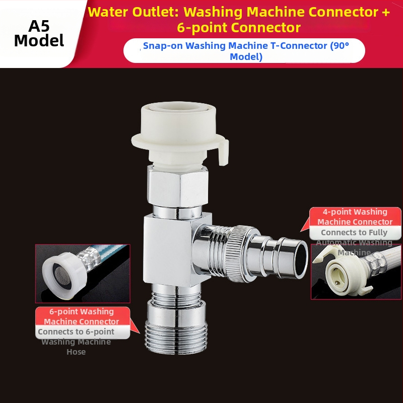 Tee pre práčku Quick-Connect: trojcestný, vstup-výstup 1-2, mosadz, keramický jadrový ventil