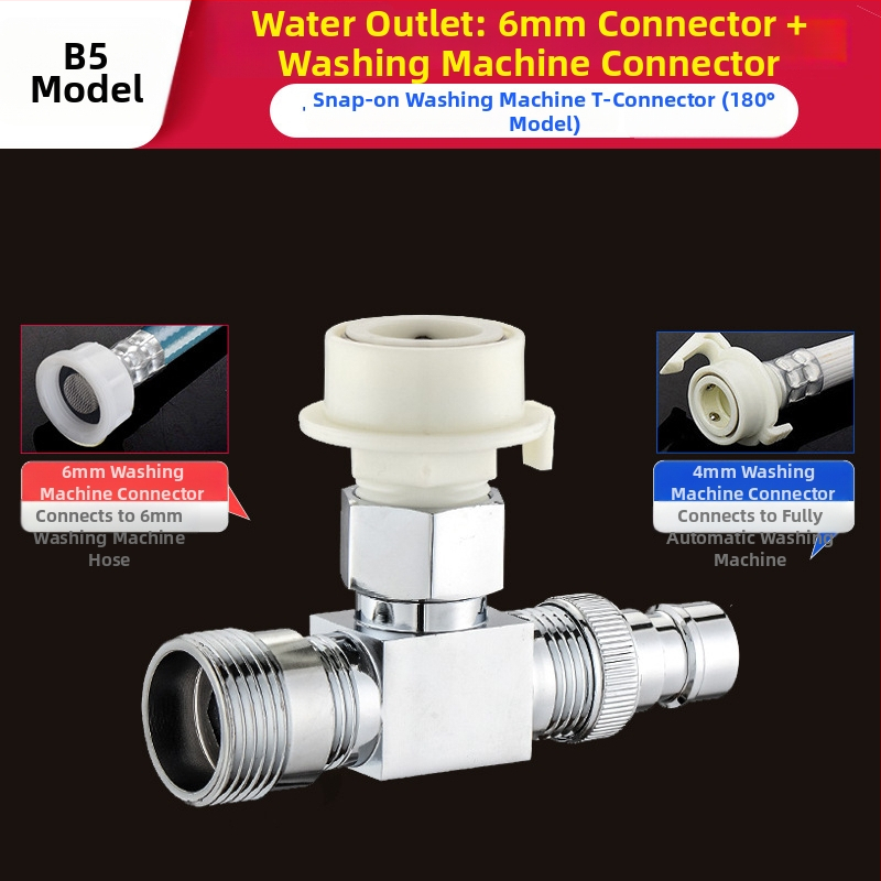 Tee pre práčku Quick-Connect: trojcestný, vstup-výstup 1-2, mosadz, keramický jadrový ventil