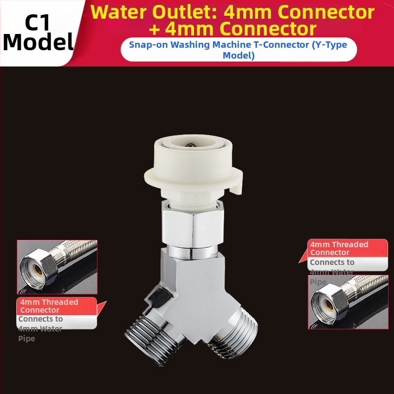 Tee pre práčku Quick-Connect: trojcestný, vstup-výstup 1-2, mosadz, keramický jadrový ventil